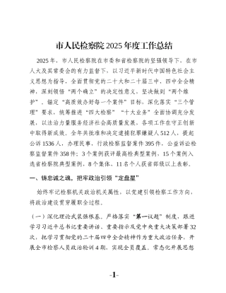市人民检察院2025年度工作总结
