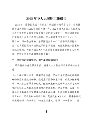 2025年乡人大履职工作报告