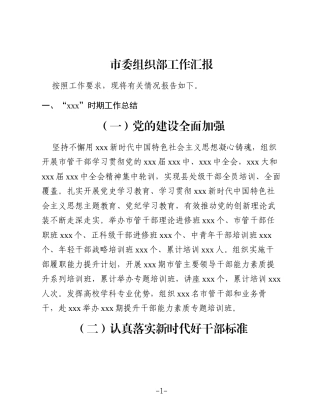 2025市委组织部工作汇报