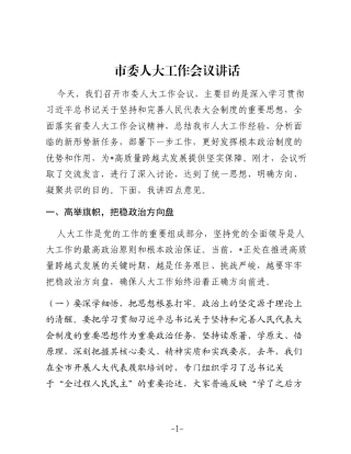 市委人大工作会议讲话