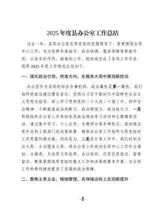 2025年度县办公室工作总结