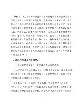 XX县公安局2025年度党建工作总结3