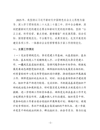 某国企党委书记2025年度抓基层党建工作述职报告2