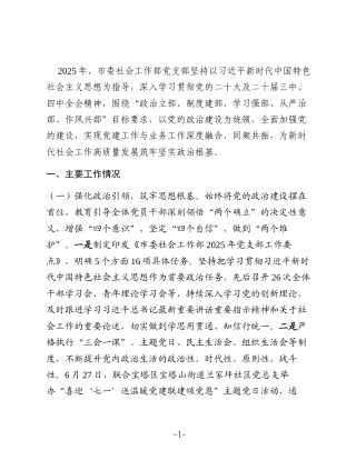 市委社会工作部党支部2025年抓基层党建工作述职报告