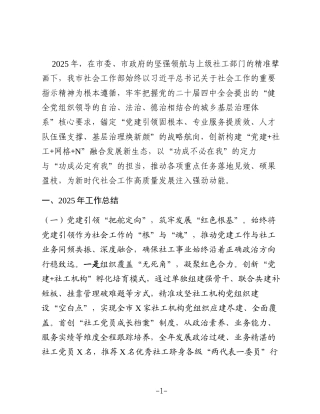 某市社会工作部2025年工作总结及下一步工作计划