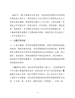 某乡镇2025年组织工作总结及2026年工作计划