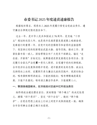 （47篇）2025年度述责述廉报告汇编