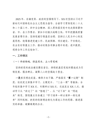 XX镇XX村2025年度工作总结