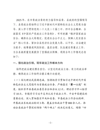 县委政法委2025年度工作总结