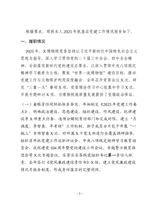 2025年度党委书记抓基层党建工作述职报告1