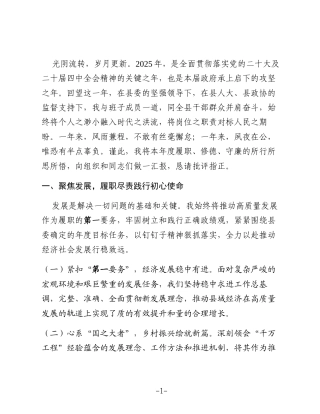 2025年度领导干部述职述德述廉报告