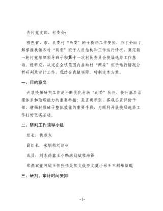 云阳镇村“两委”班子换届研判工作方案