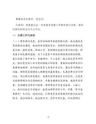 党支部书记抓基层党建工作述职报告2