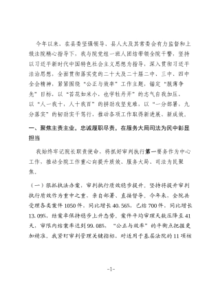 XX县人民法院院长2025年度述职述廉述法报告2