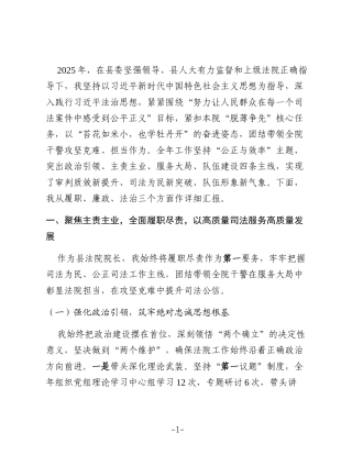 县法院院长2025年述职述廉述法报告