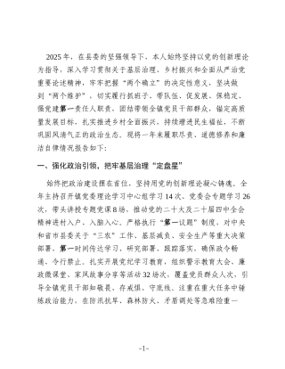 镇党委书记2025年度述职述德述廉报告