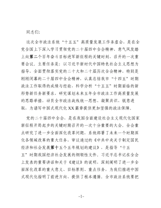 XX市委常委、政法委书记在全市政法系统“十五五”高质量发展工作务虚会的讲话4