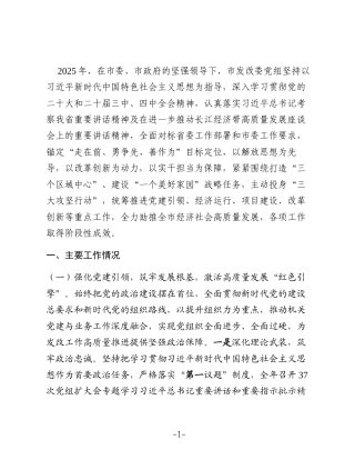 发改局党组2025年度述职述廉工作报告