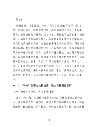 在2026年首季“开门红”活动启动会上的讲话：凝心聚力启新程 实干笃行谱新篇（银行）
