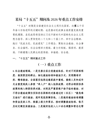 某局“十五五”期间及2026年重点工作安排