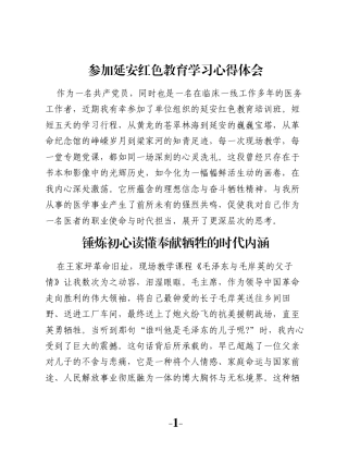 参加延安红色教育学习心得体会