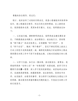 2025年新提拔干部简短任职表态发言