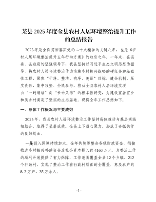 2025年度全县农村人居环境整治提升工作的总结报告