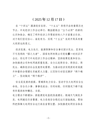 统筹发展和安全 确保经济社会发展用电需要（电网）