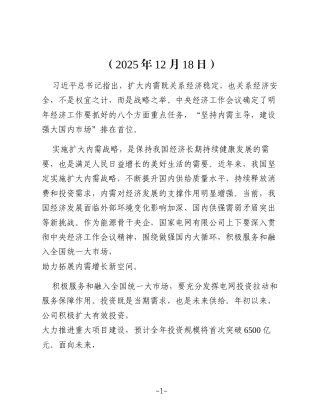 围绕做强国内大循环，积极服务和融入全国统一大市场（电网）