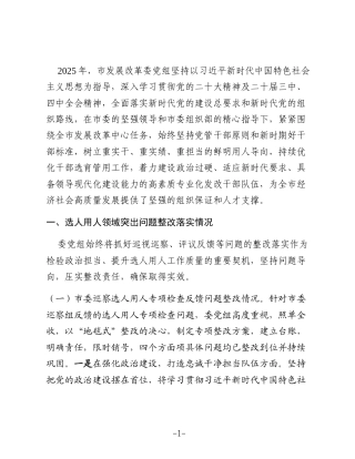 市发改委党组关于2025年度选人用人工作情况的报告