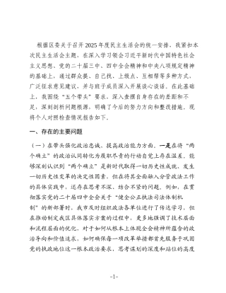 副区长、公安局长2025年度民主生活会个人对照检查材料（五个带头）