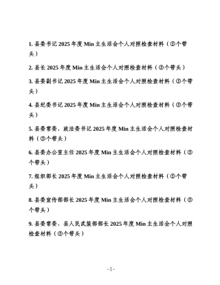 （10篇）2025年度生活会对照检查合集