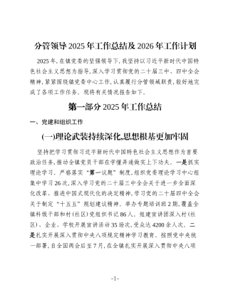 分管领导2025年工作总结及2026年工作计划