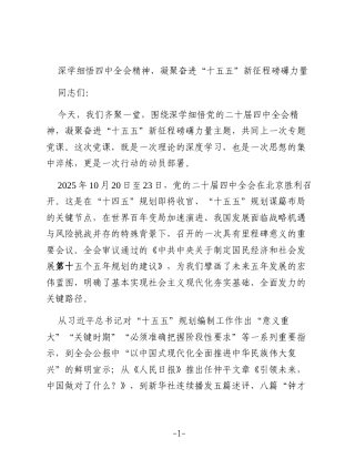 深学细悟四中全会精神，凝聚奋进“十五五”新征程磅礴力量