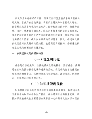 关于推进农民现代化的实践探索报告