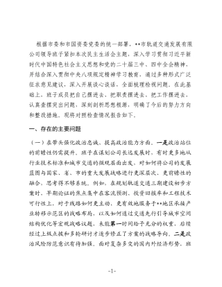 公司2025年度民主生活会班子对照检查材料(五个带头)2