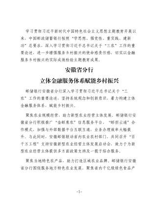 邮储银行抓实抓好主题教育 以金融力量助力乡村振兴