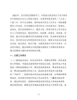市委政法委2025年度意识形态工作总结
