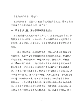 2025年度党支部书记个人述职述廉报告