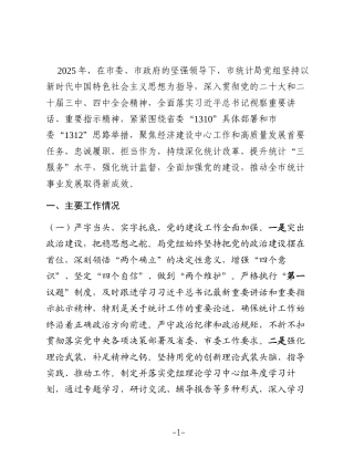 市统计局党组2025年述职述廉述党建工作总结