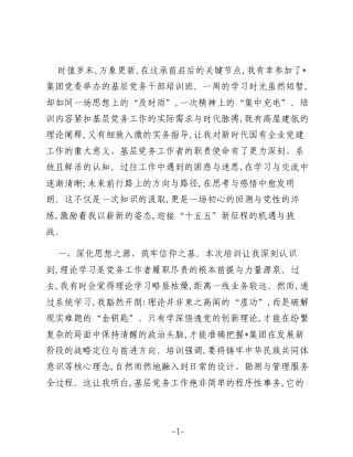 以实干笃定前行，用担当诠释初心——参加2025年度集团基层党务干部培训班心得体会