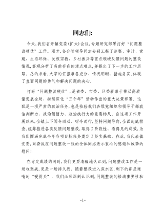 在XX镇党委(扩大)会议上的讲话