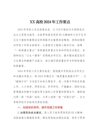 XX高校2024年工作要点