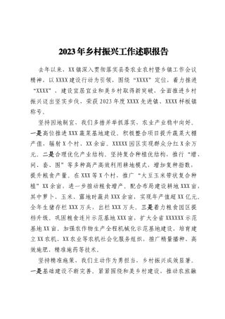 2023年乡村振兴工作述职报告 (2)