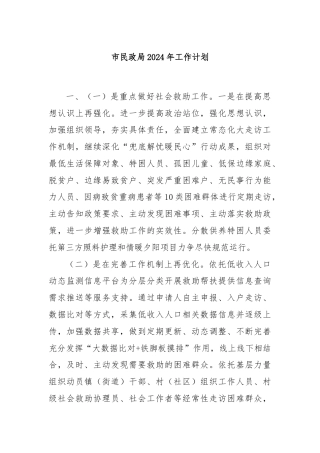 市民政局2024年工作计划.