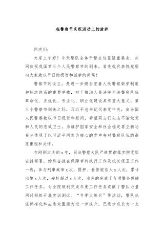 在警察节庆祝活动上的致辞（法院）.