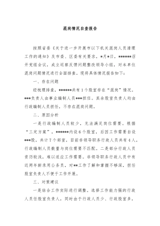 混岗情况自查报告