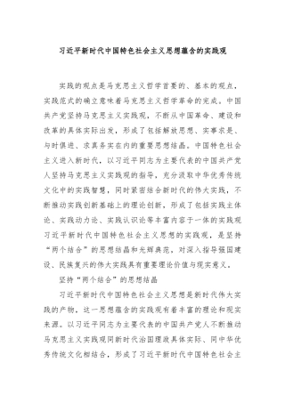 2023习近平新时代中国特色社会主义思想蕴含的实践观(讲稿)
