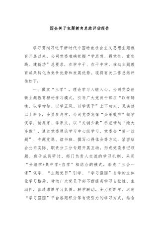 国企关于主题教育总结评估报告