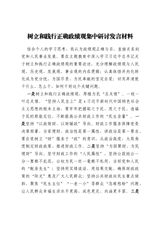 _树立和践行正确政绩观集中研讨发言材料